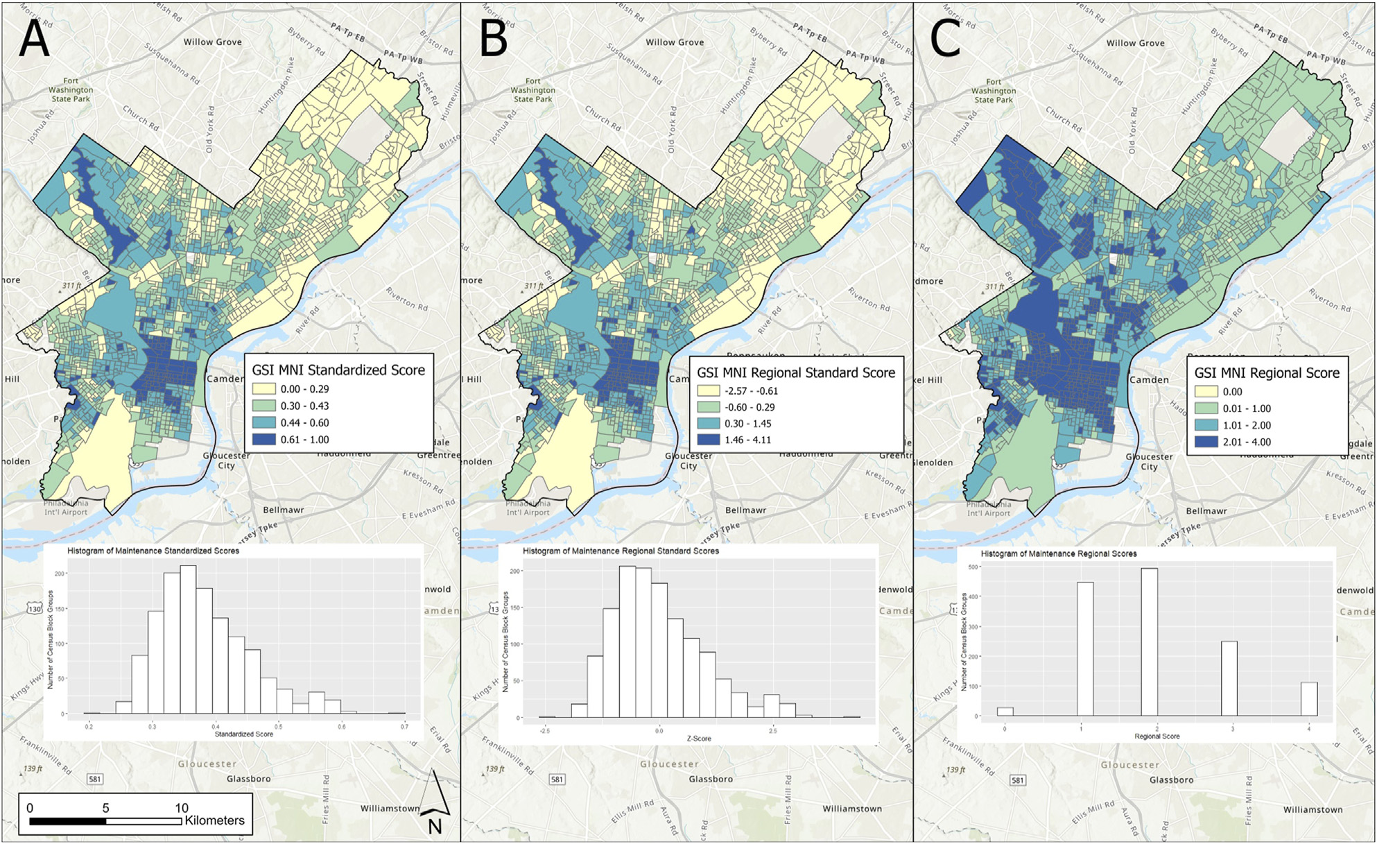 Map of GSI maintenance vulnerability in Philadelphia